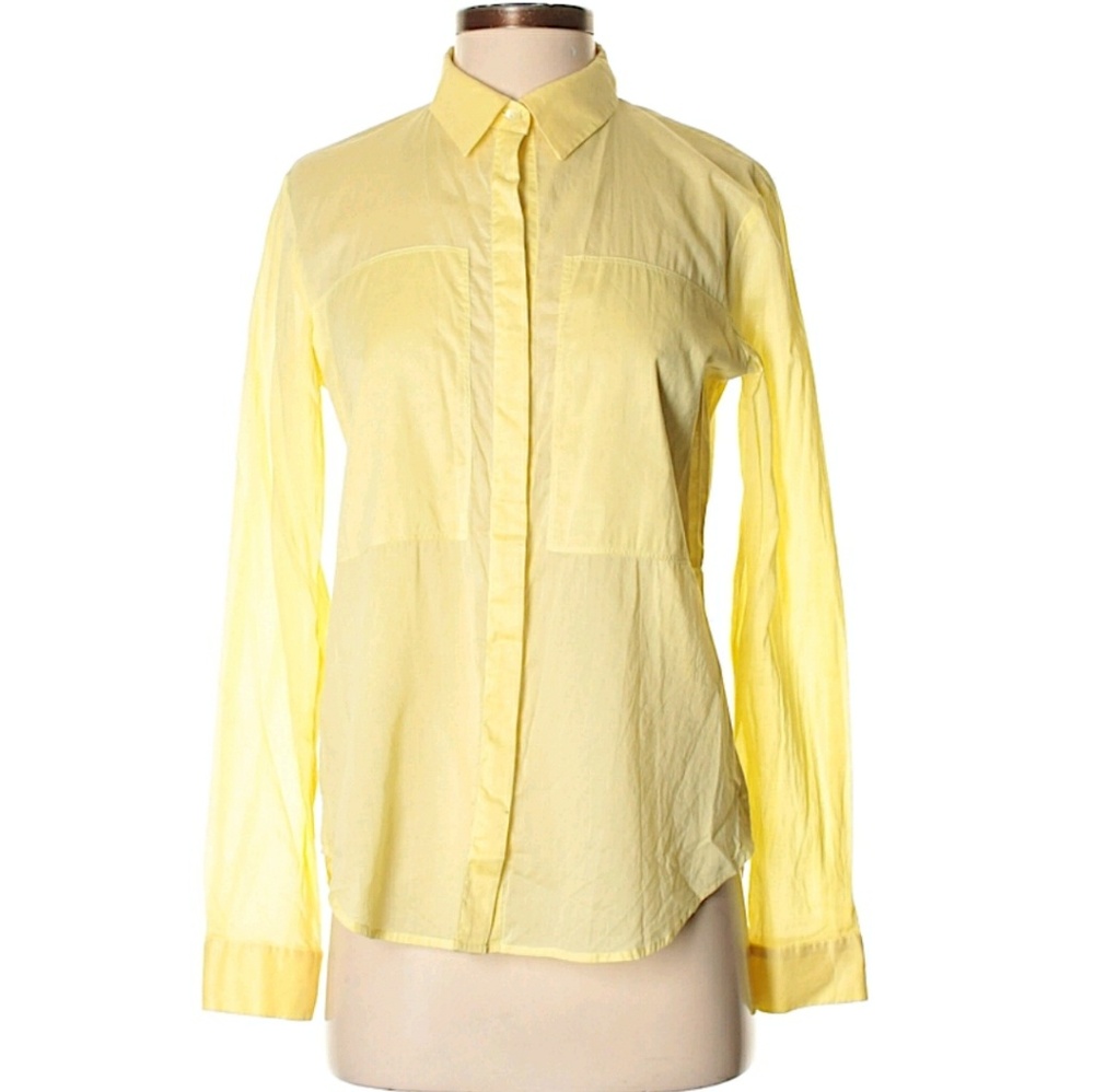 Theory Yellow Button Down Womens Size S